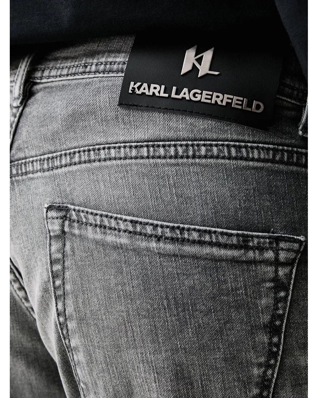 Karl Lagerfeld Gray Logo-Patch Jeans for men
