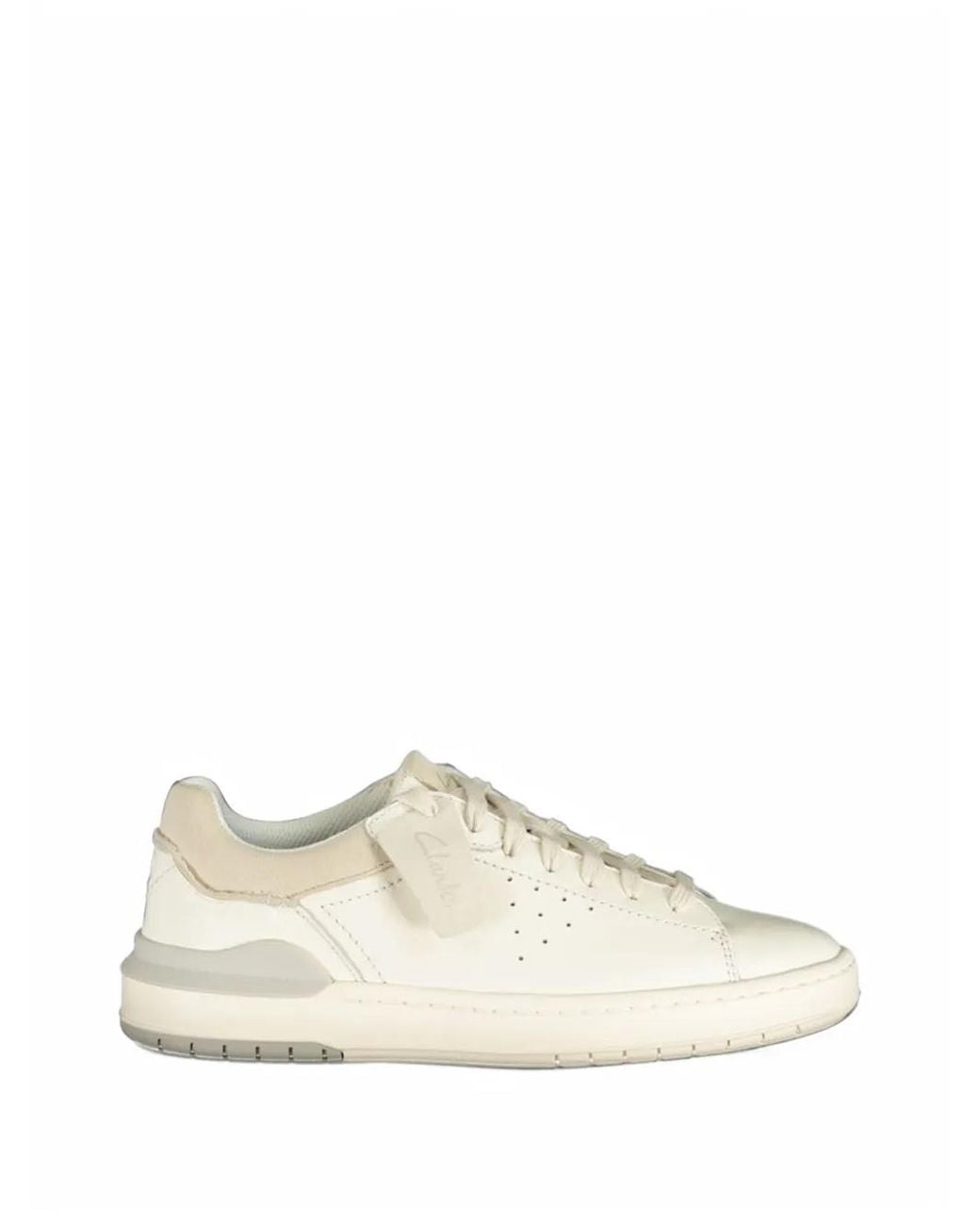 Clarks White Courtlite2 Run Calf Leather Sneakers for men