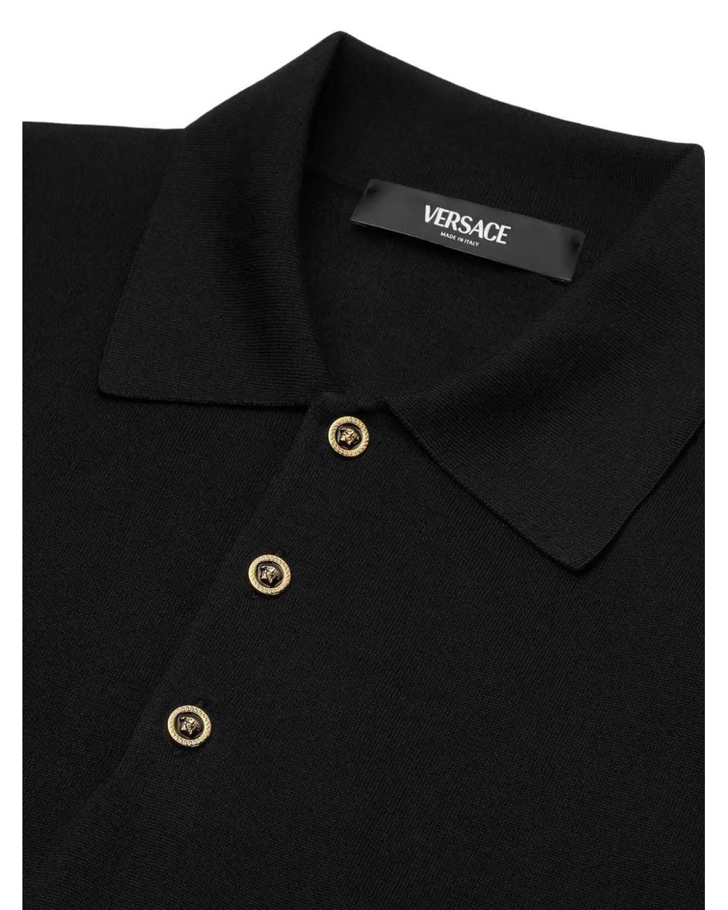 Polo À Patch Logo Versace pour homme en coloris Black