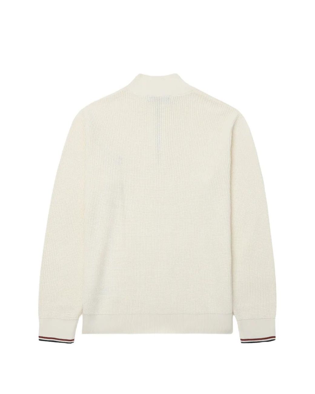 Fred Perry White Waffle-Knit Quarter-Zip Sweater for men