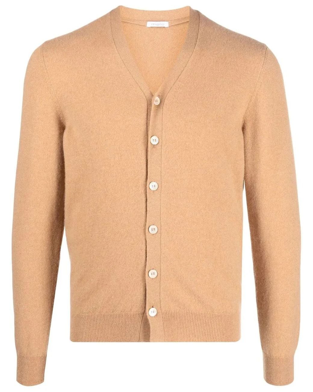 Malo Natural V-Neck Cashmere Cardigan for men