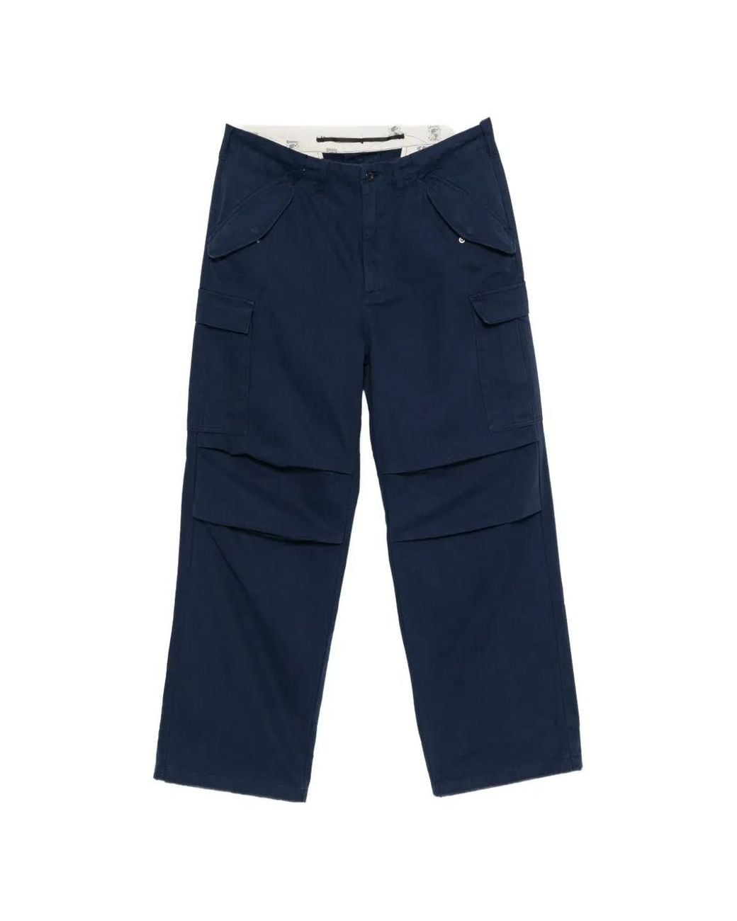 Universal Overall Blue Cargo-Pockets Wide-Leg Trousers for men