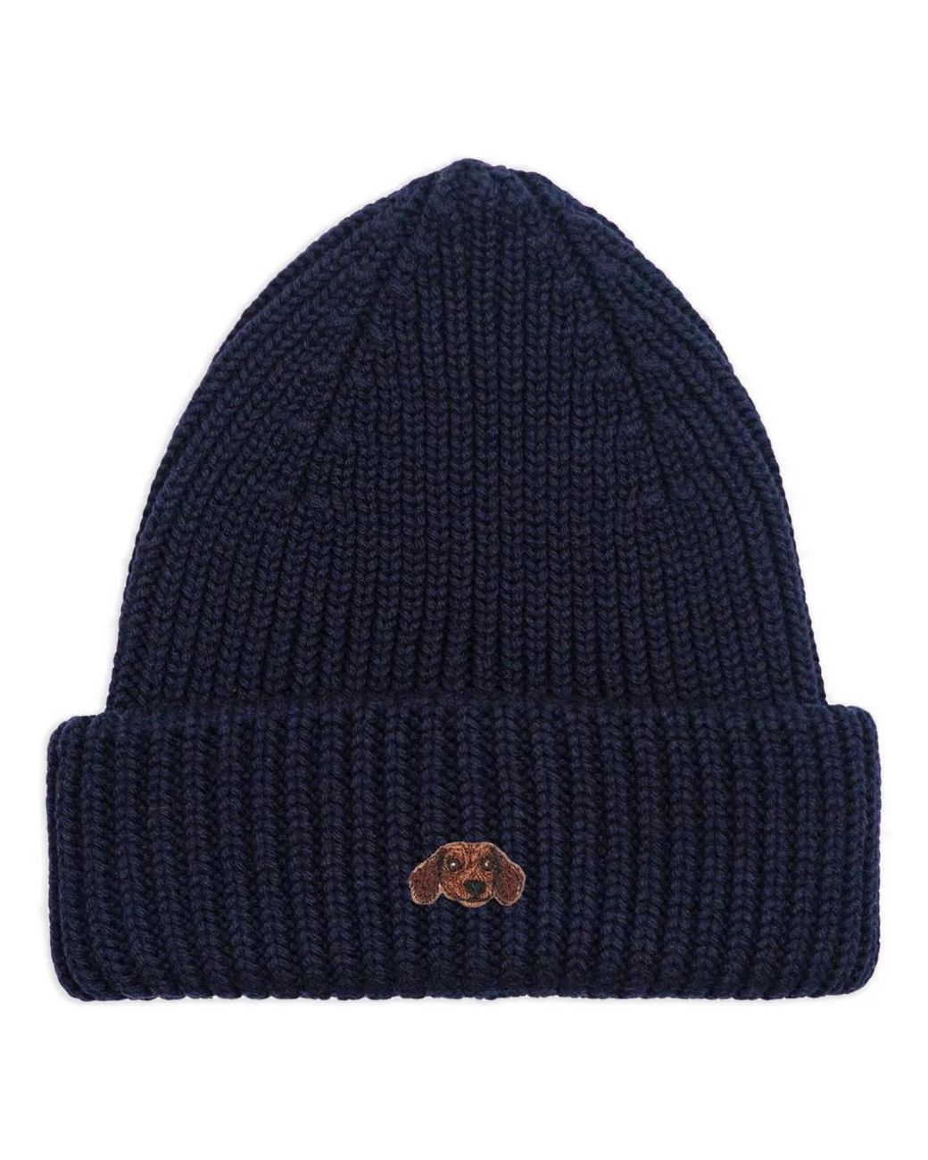 PELO FOUNDATION Blue Sausage Dog Patch Beanie