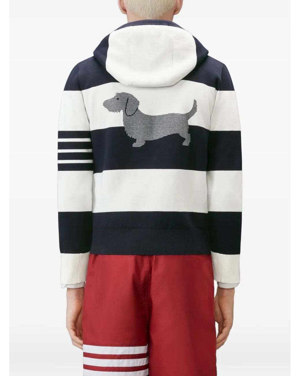 Thom Browne Blue Hector 4-Bar Rugby Zip-Up Hoodie for men