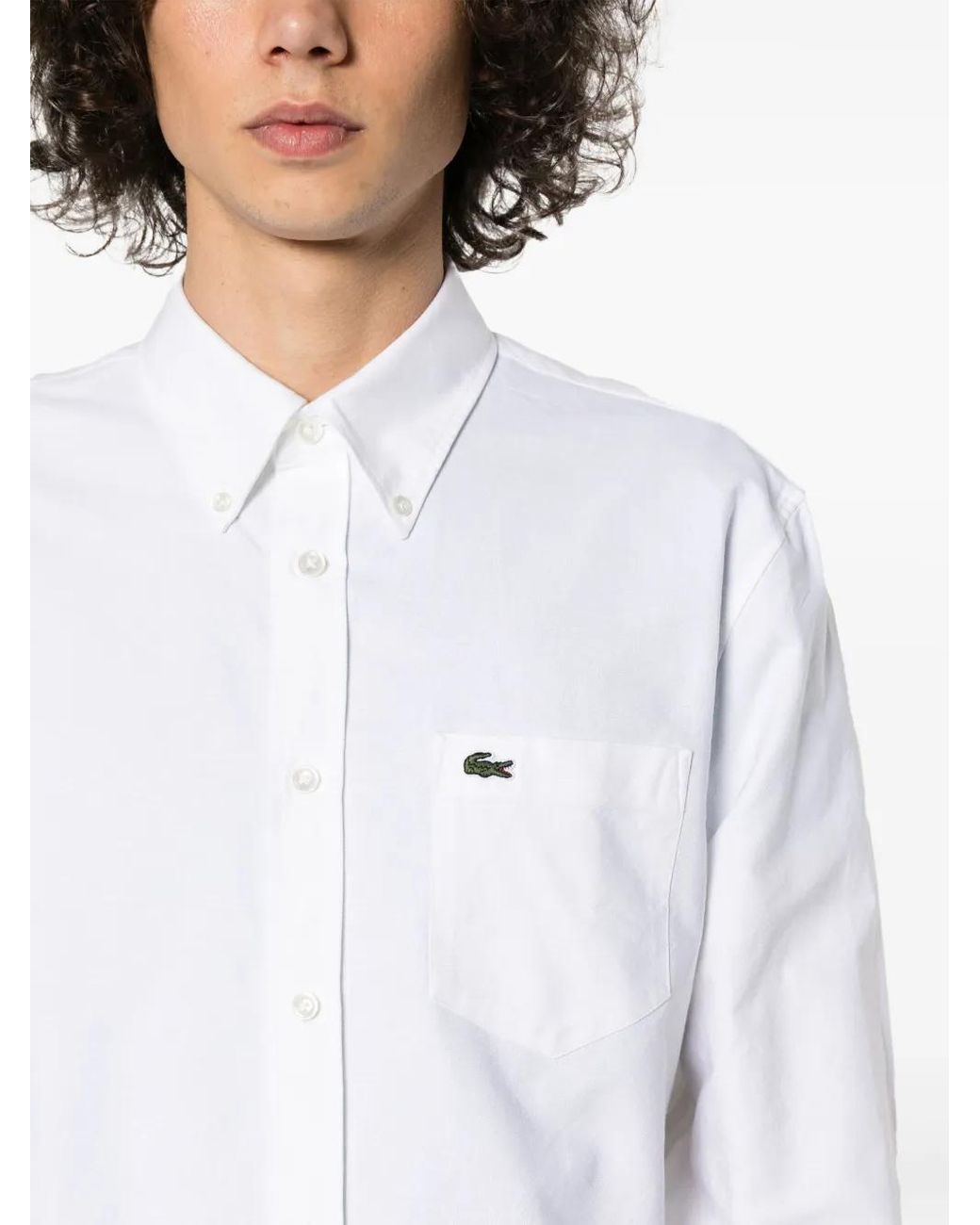Lacoste White Logo-Patch Cotton Shirt for men