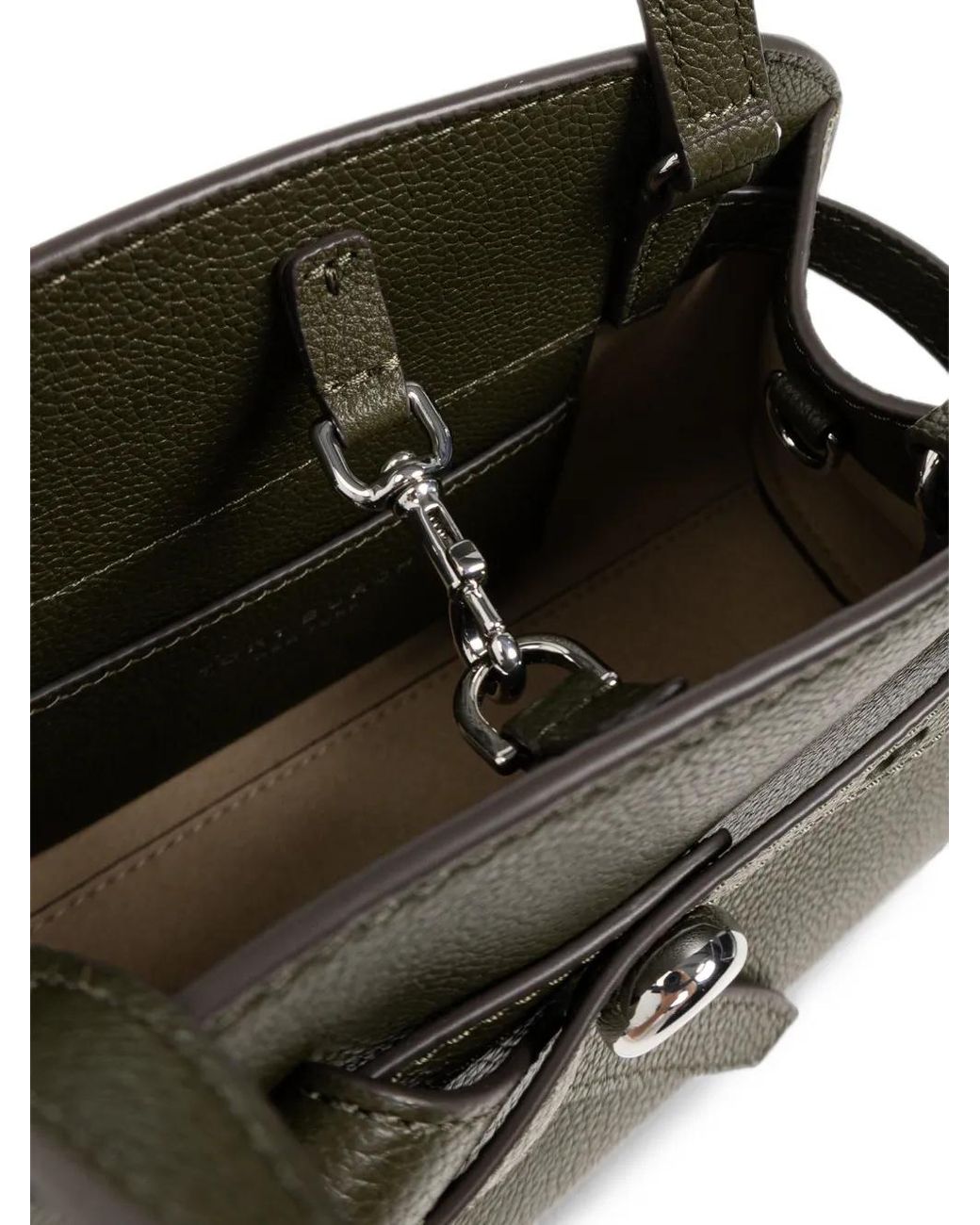 Tory Burch Green Logo-Plaque Grained-Leather Tote Bag