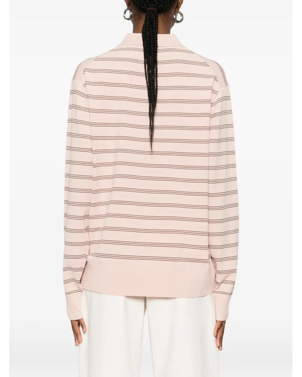 THE GARMENT Pink Madison Striped Polo Top
