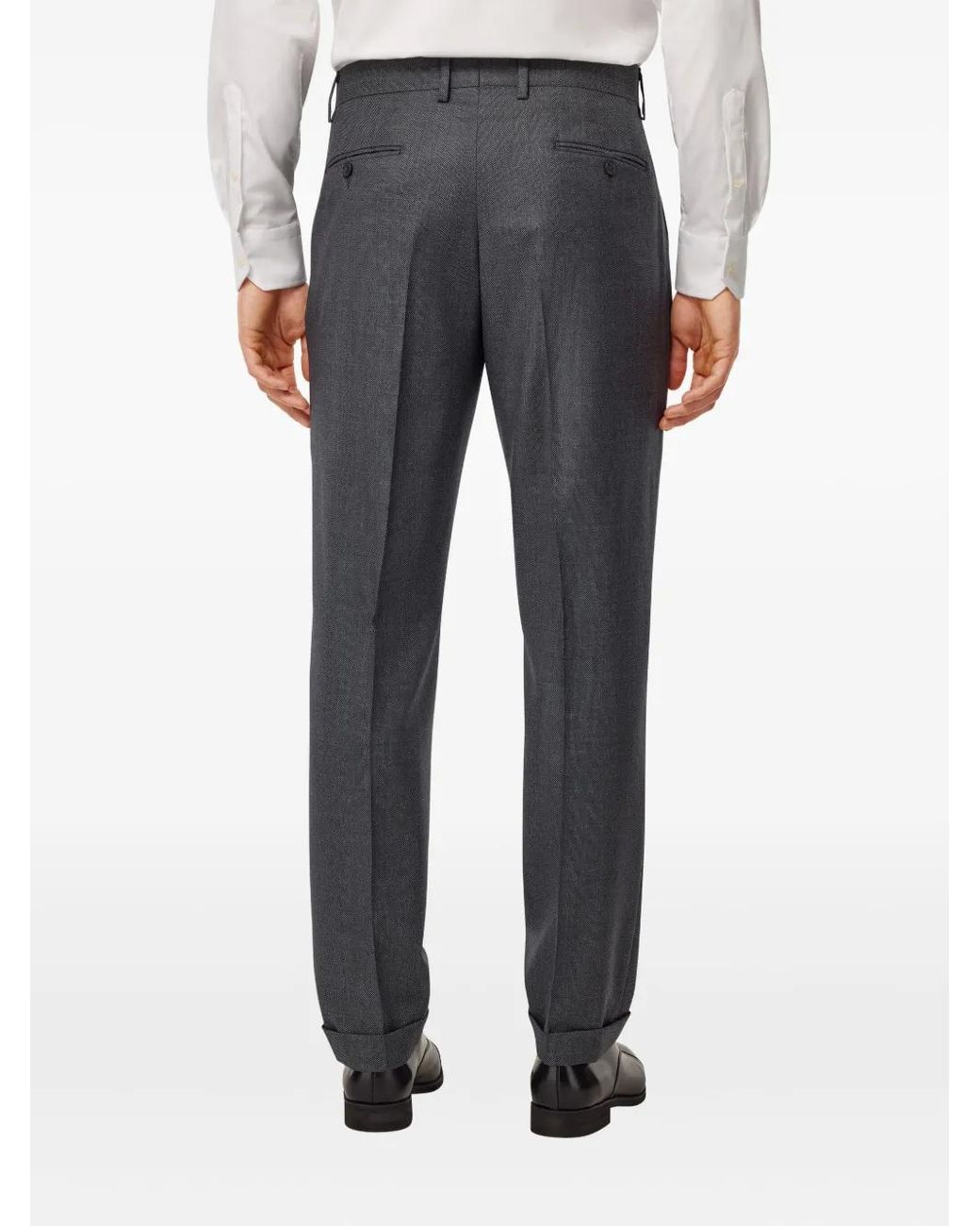 Boggi Gray Bird's Eye Wool Trousers for men