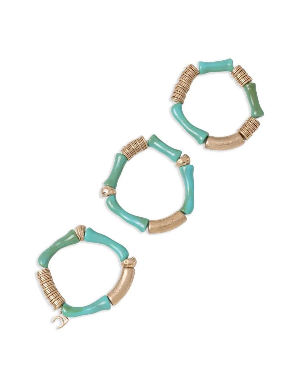 Lola Casademunt Blue Beaded Logo-Charm Bracelets (Set Of Three)