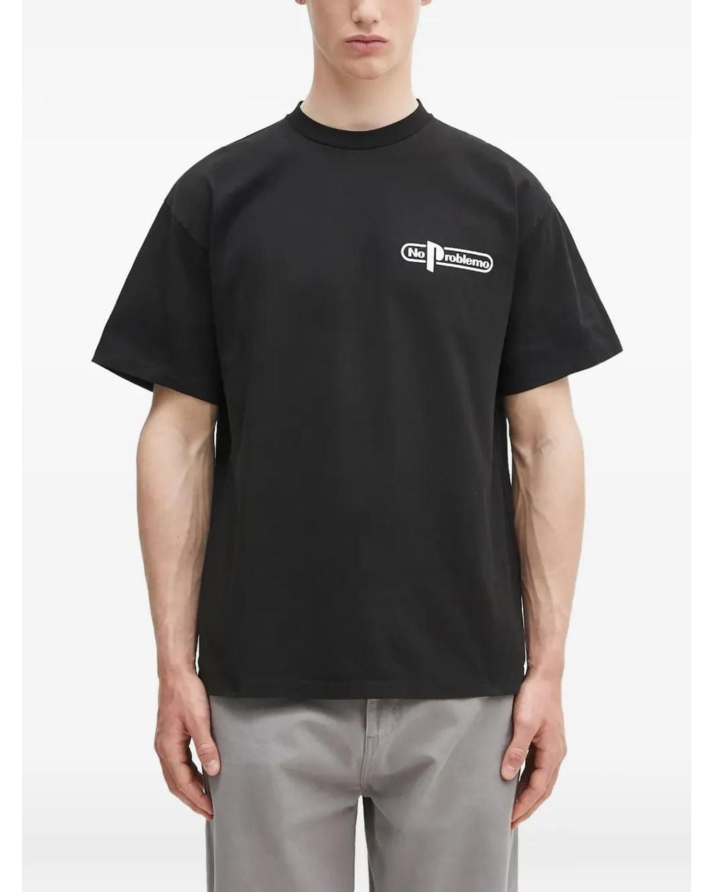 No Problemo Black Graphic-Print Logo-Print T-Shirt for men