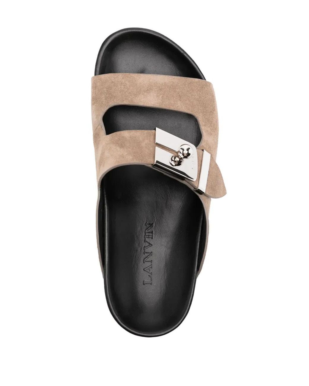 Lanvin Brown Side-Buckle Leather Sandals