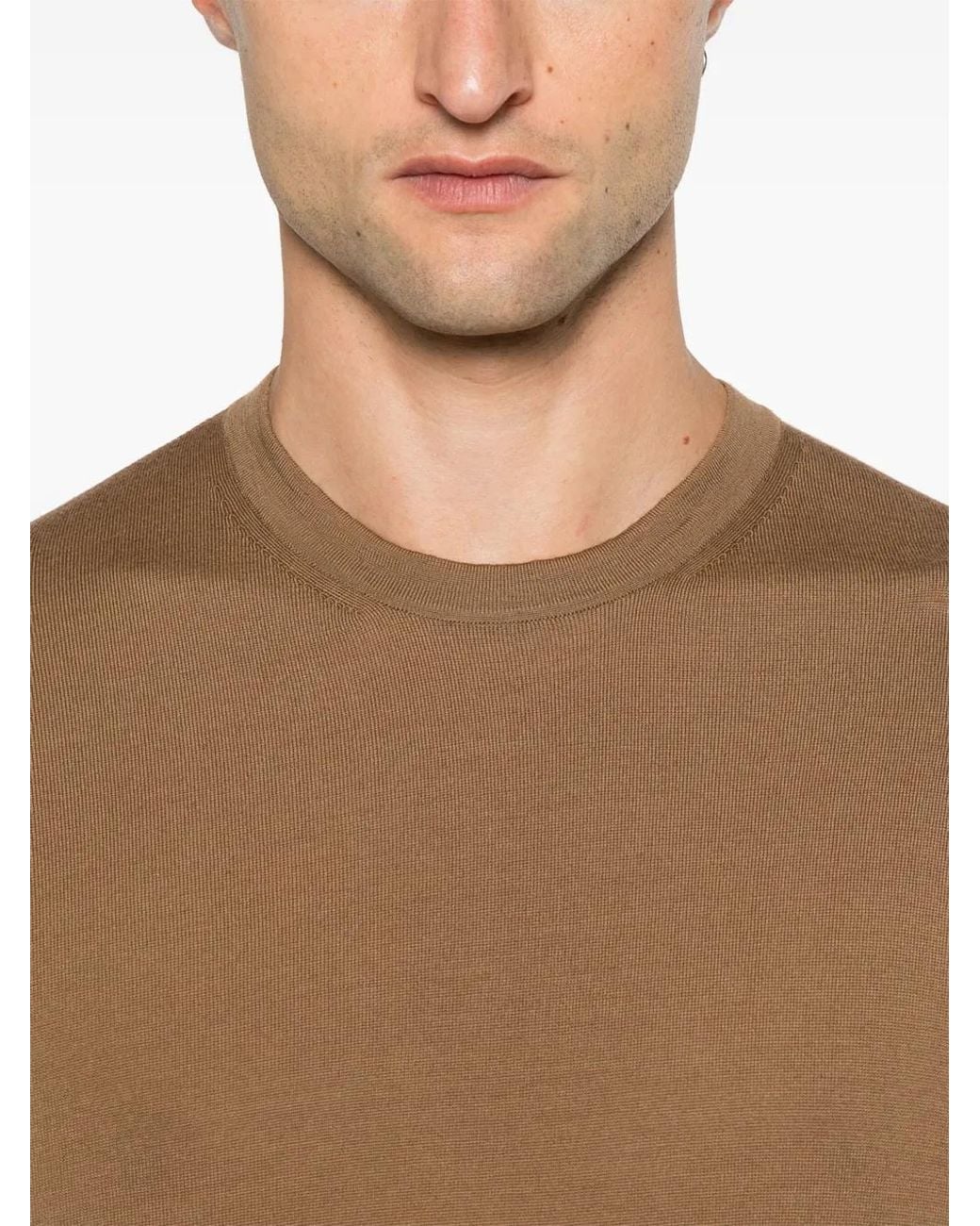 D4.0 Brown Fine-Knit Sweater for men