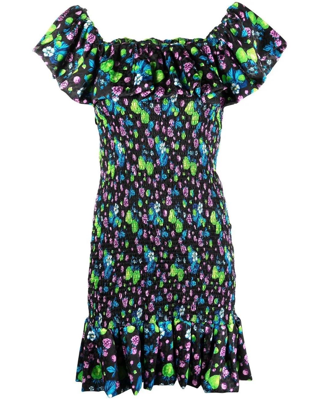 MSGM Black Amazing Berries Jacquard Mini Dress