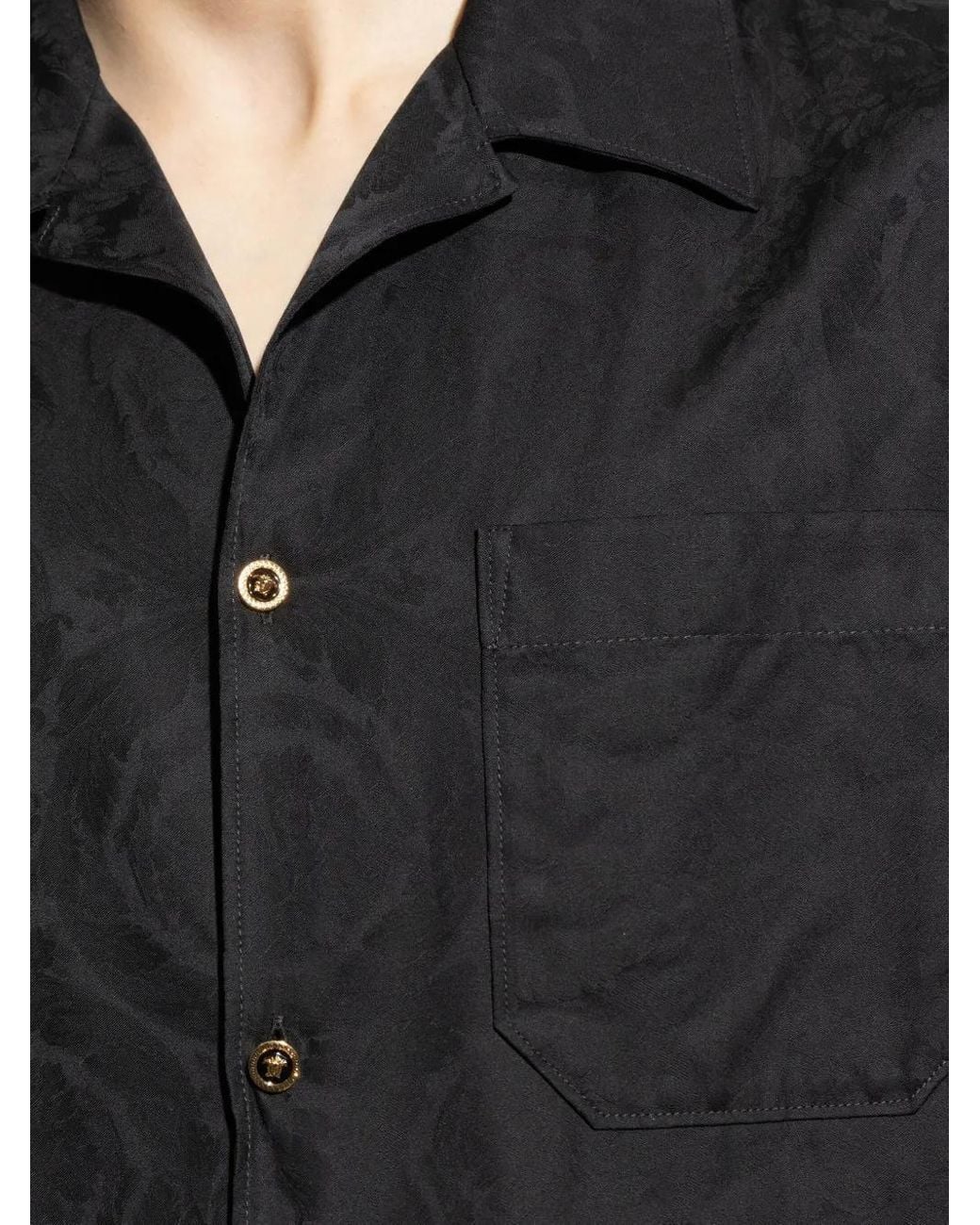 Versace Black Shirt With 'Barocco' Pattern for men