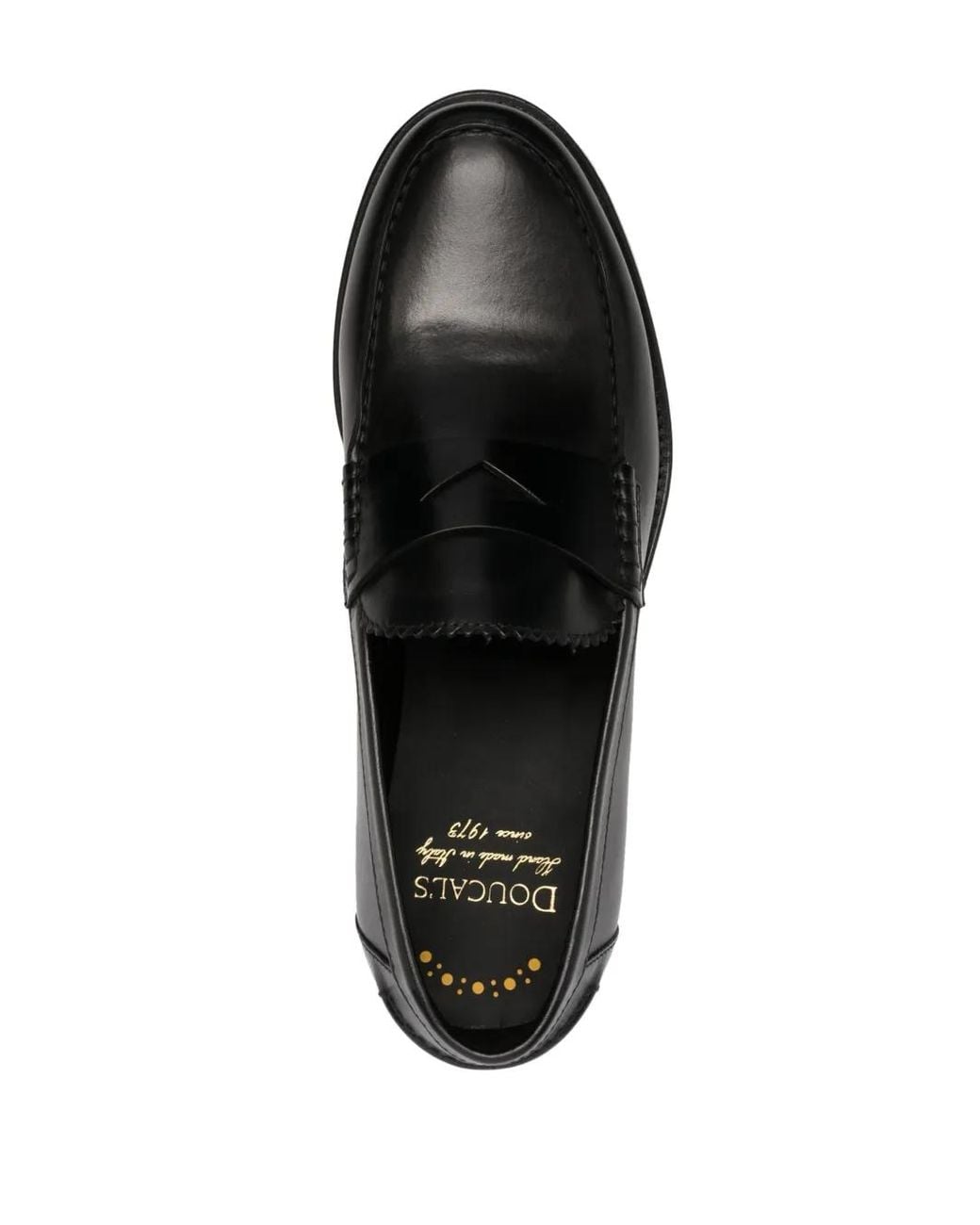 Doucal's Black Slip-On Leather Penny Loafers for men