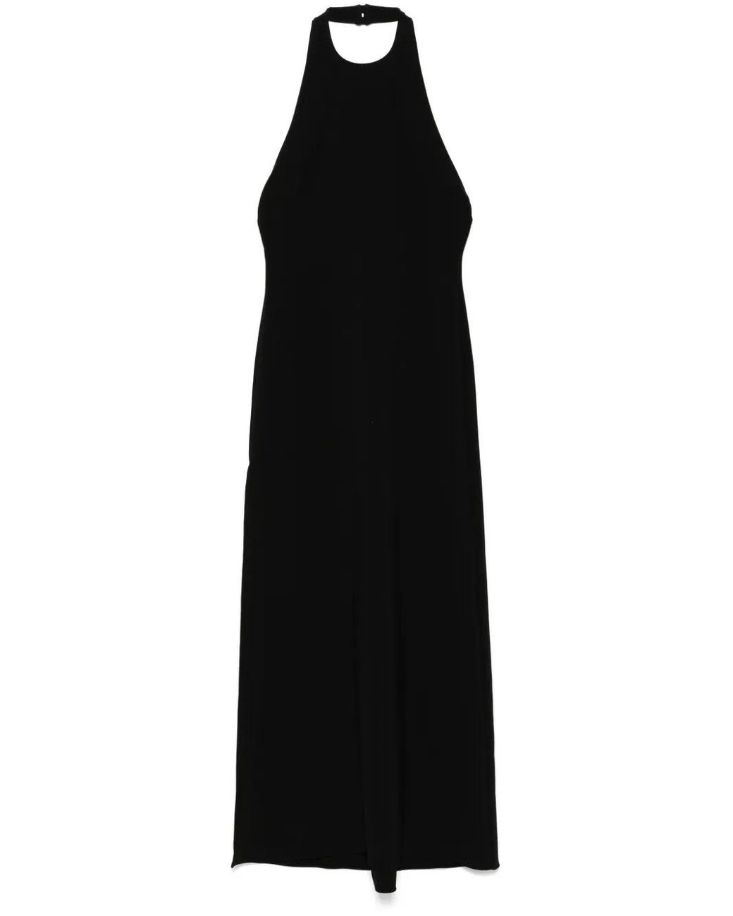 Amsale Black Italian Stretch Crepe Halter Dress