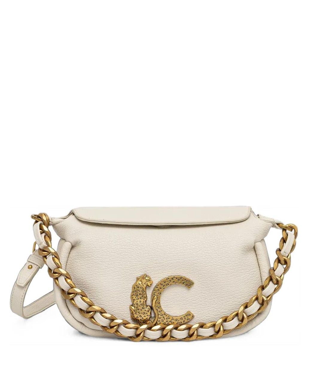 Lola Casademunt Natural Logo-Plaque Chain-Link Shoulder Bag