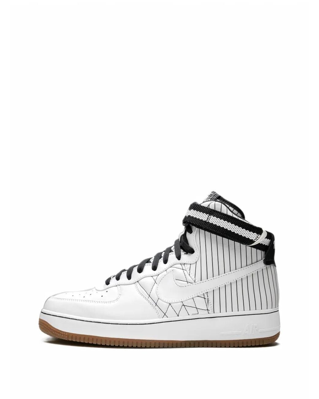 Nike White Air Force 1 High Premium Pinstripe Sneakers