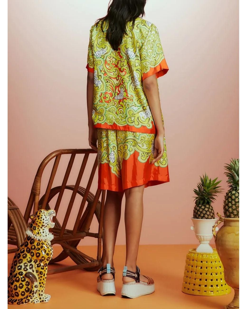 ALÉMAIS Yellow Sierra Silk Shorts