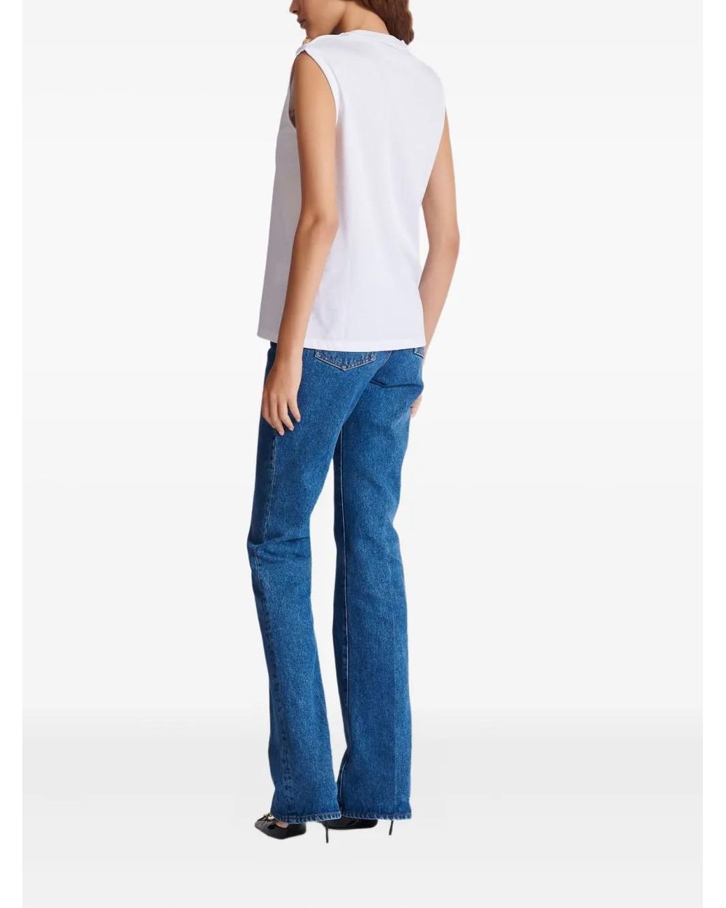 Balmain White Button-Detail Tank Top