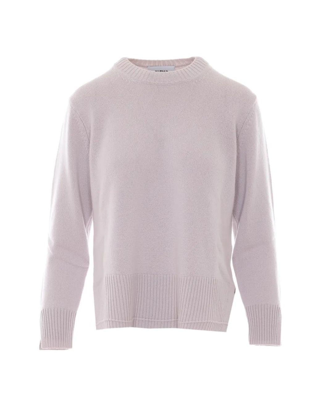 Alpha Studio Purple Ribbed-Trim Sweater