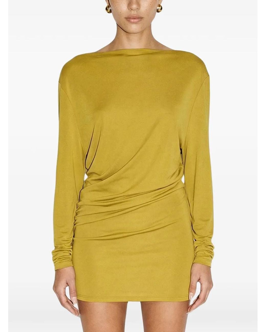 Ronny Kobo Yellow Nia Draped Mini Dress