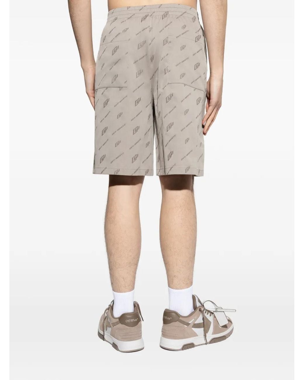 Off-White c/o Virgil Abloh Gray Logo-Pattern Shorts for men