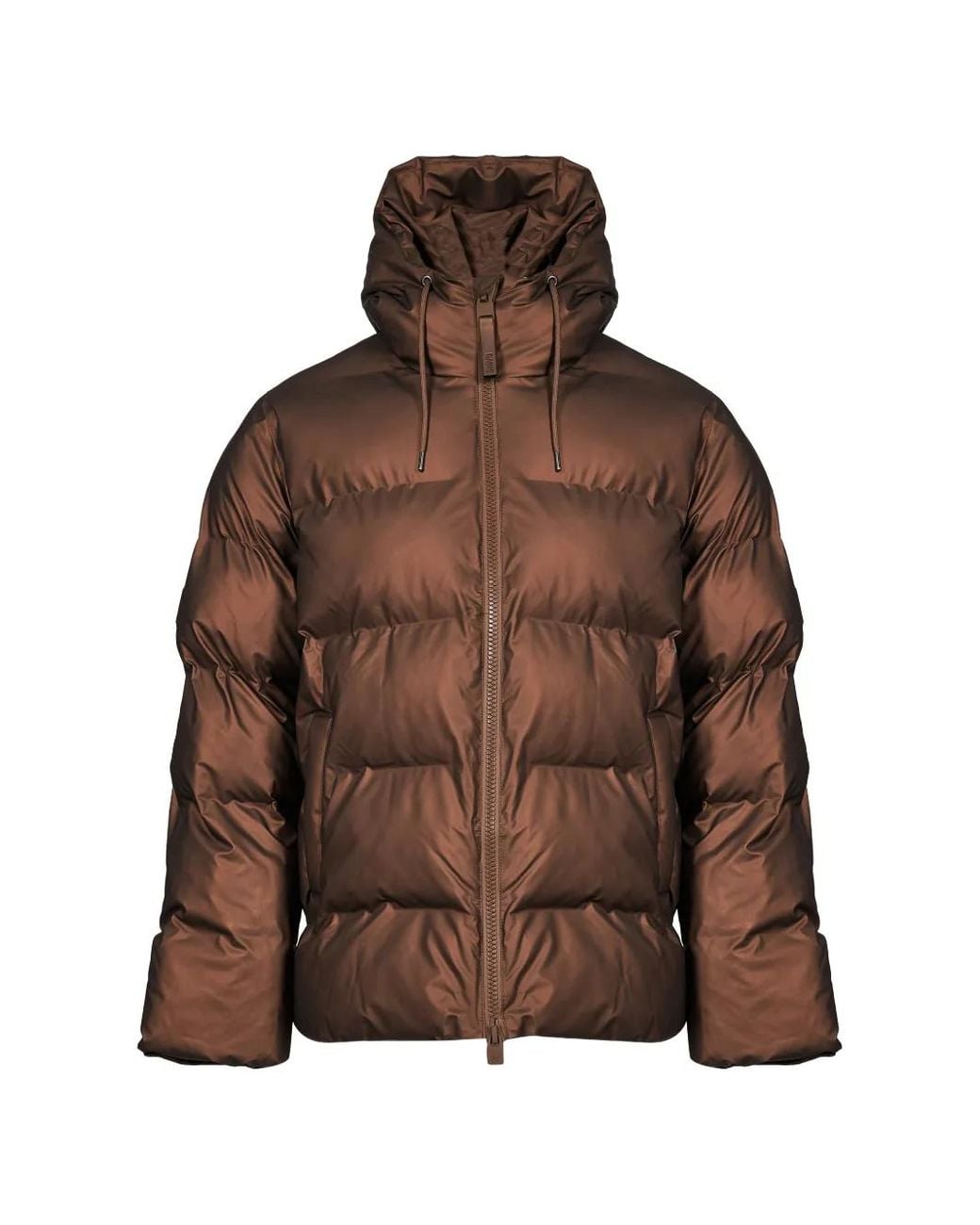 Rains Brown Alta Hooded Quilted Coat