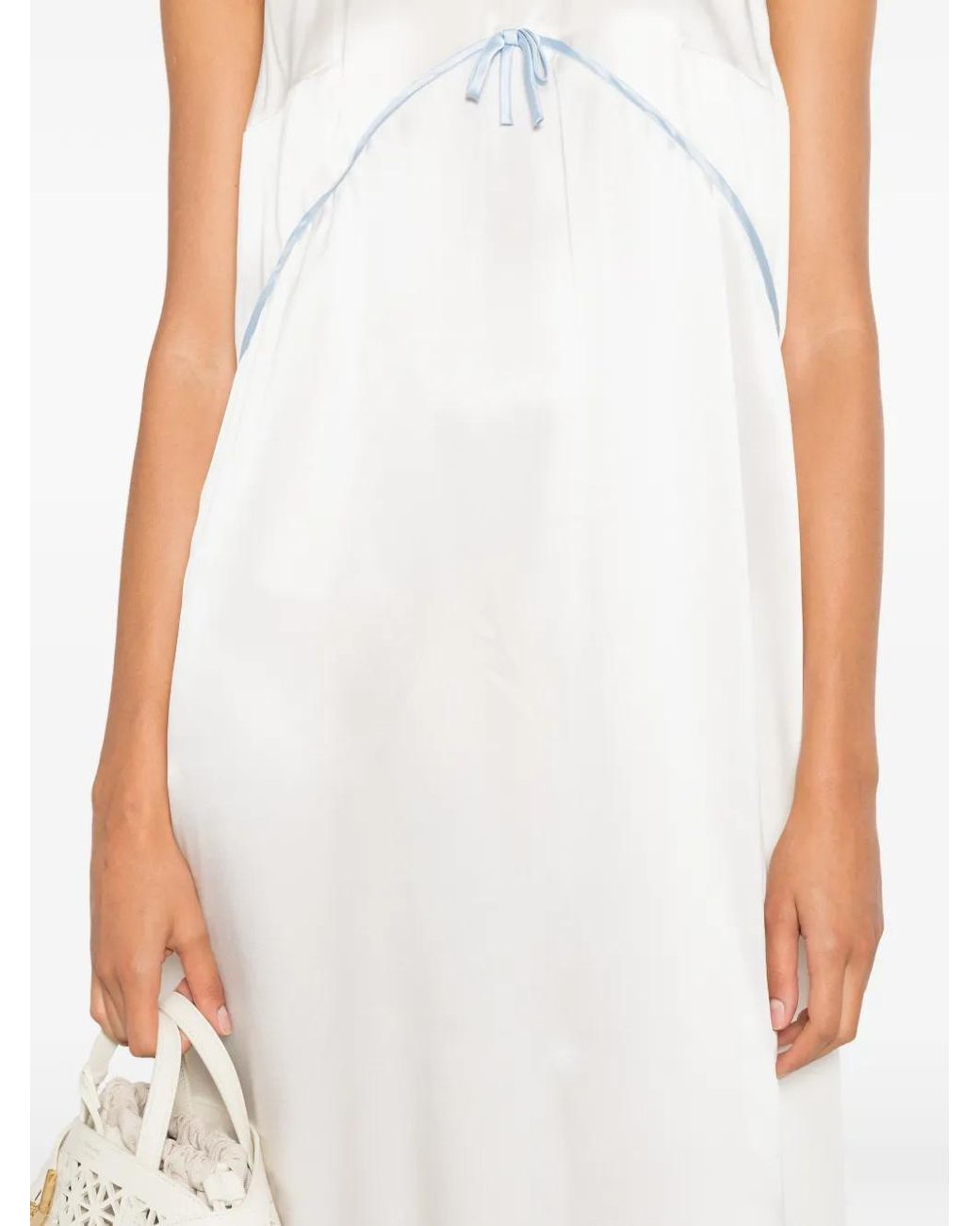 Marie Adam-Leenaerdt White Robe Longue Sans Manches À Détail De Nœud