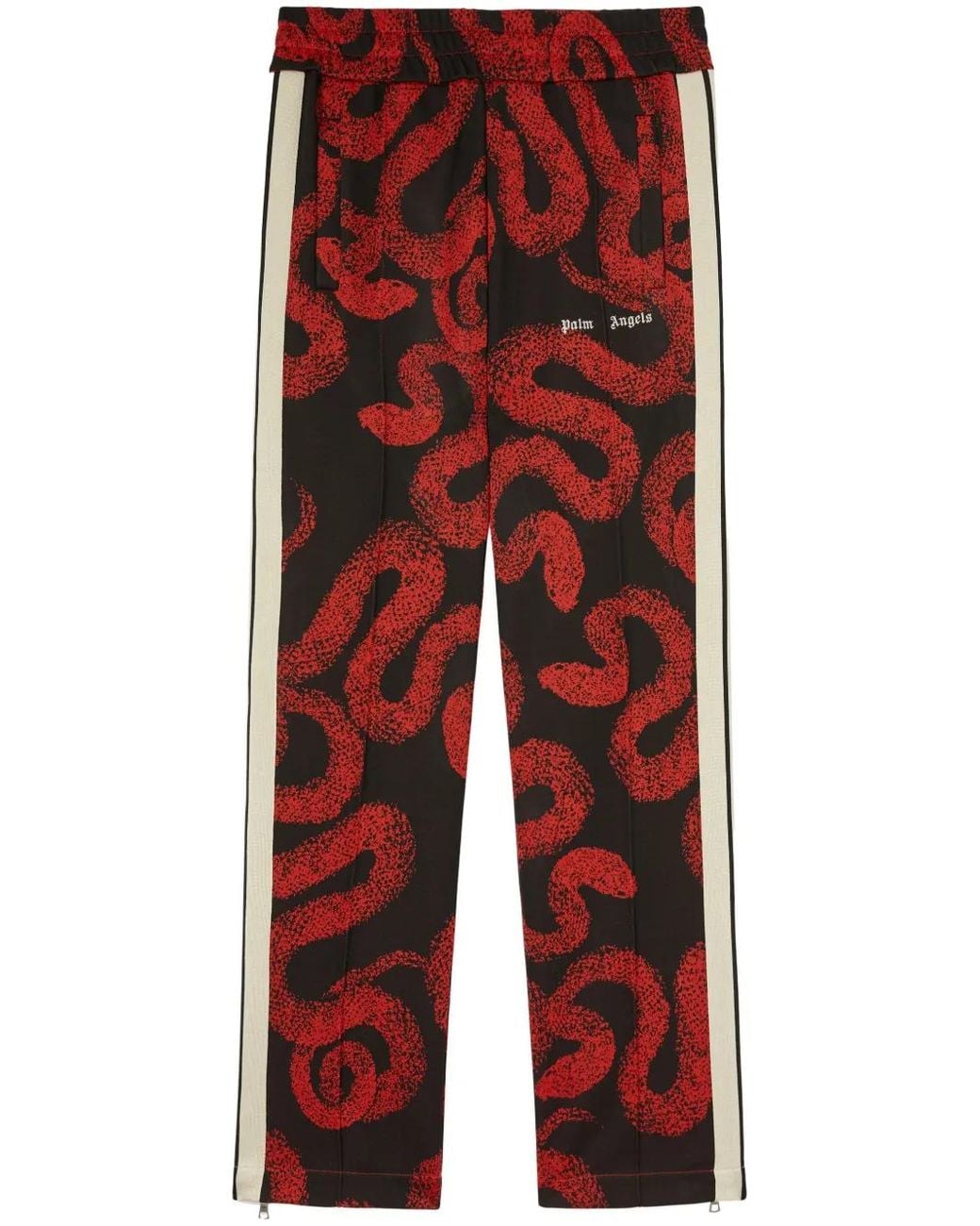Palm Angels Red Snake-Print Track Pants for men