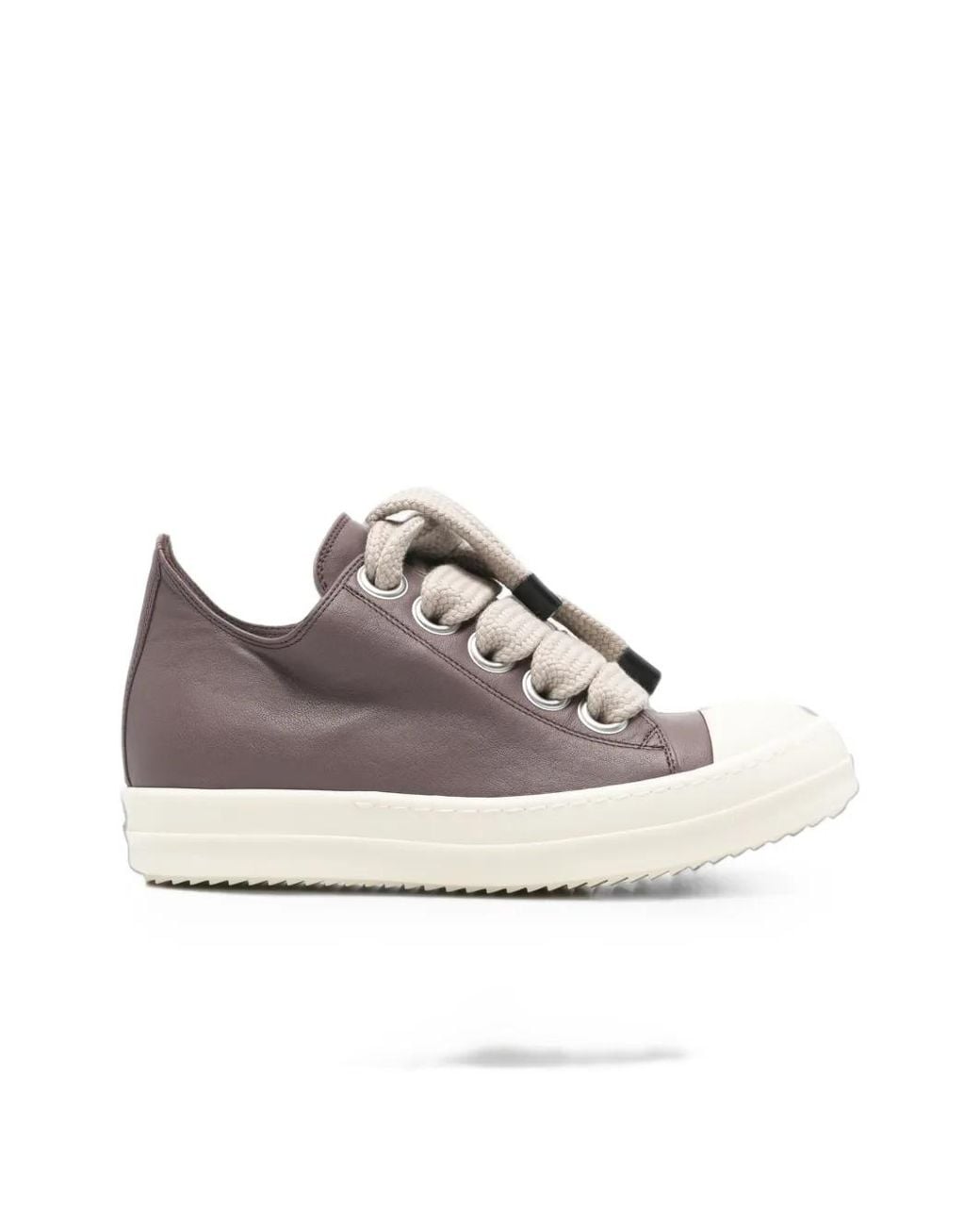 Rick Owens Gray Jumbo-Lace Leather Sneakers