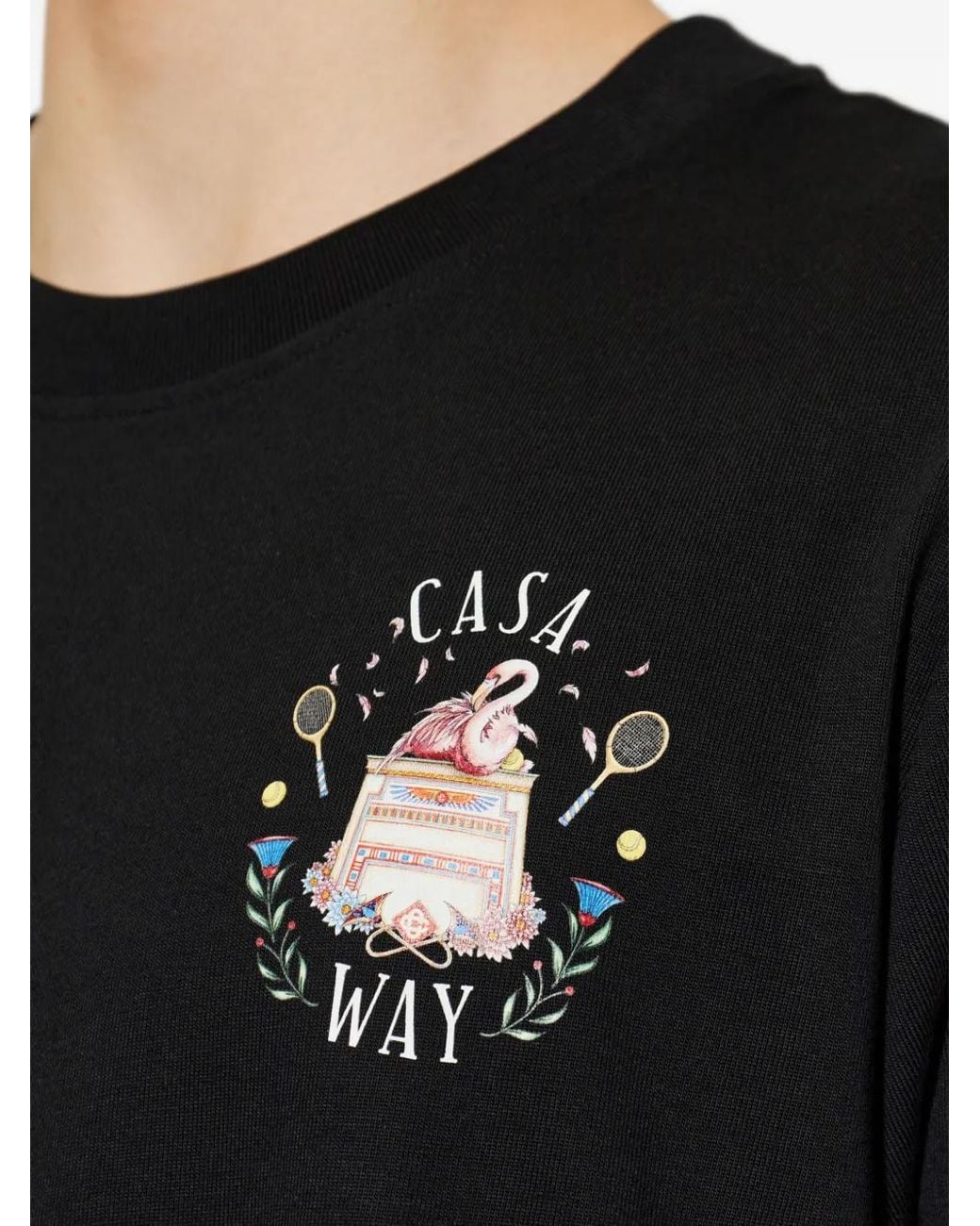 Casablanca Black Hotel Emblem Print T-Shirt for men