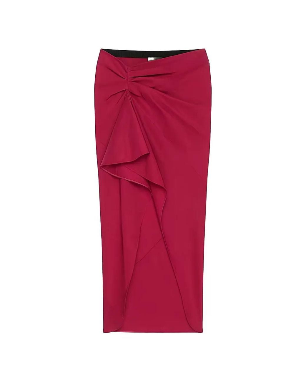 Givenchy Red Jupe Drapée Asymétrique En Lin Et Soie
