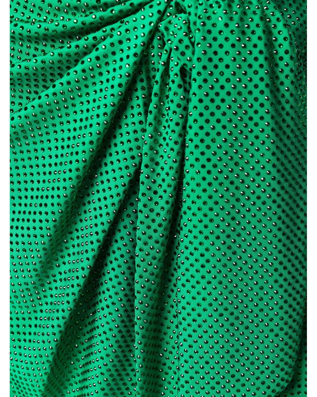 Balmain Green Polka-Dot Ruched Midi Skirt