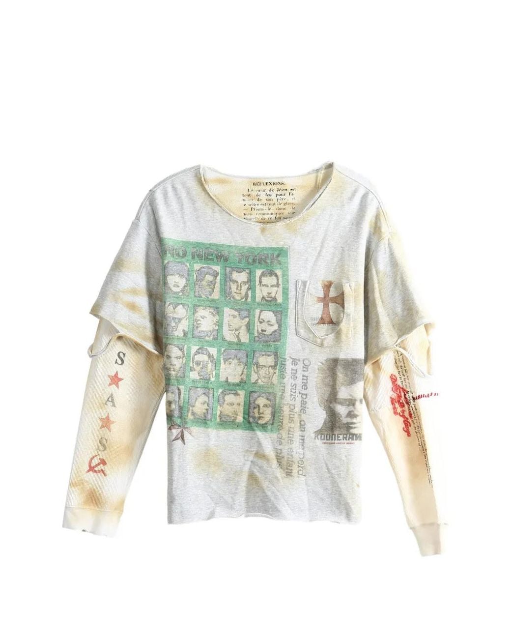 SAITOS White Graphic-Print Distressed-Finish Sweatshirt