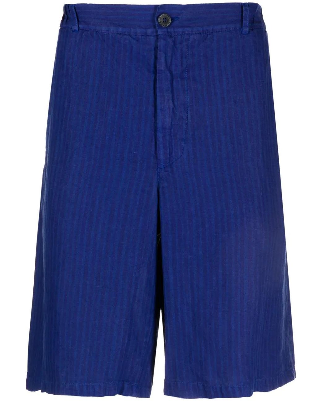 120% Lino Blue Linen Bermuda Shorts for men