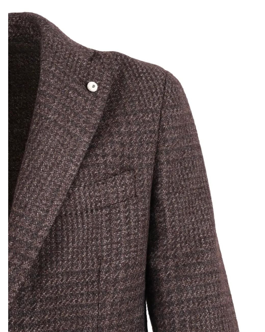 L.b.m. 1911 Brown Checked Single-Breasted Blazer for men