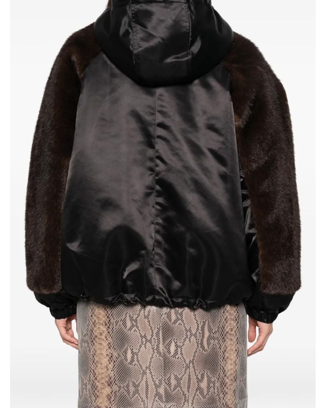 VALENTINI 1972 Black Faux-Fur Panelled Coat