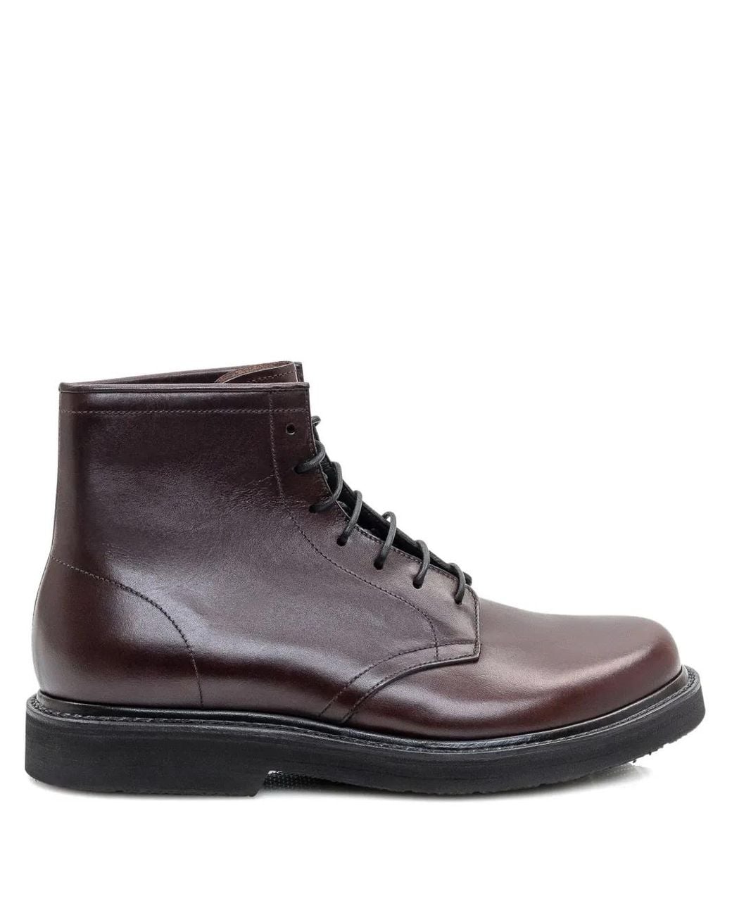 Premiata Brown Topstitched Lace-Up Boots for men