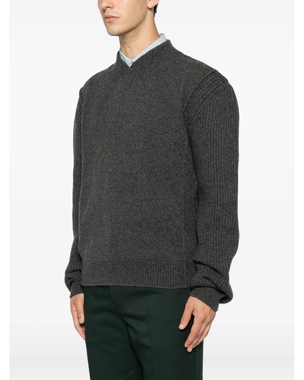 Marni Black Logo-Patch V-Neck Sweater for men