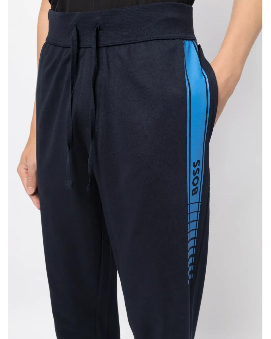 Boss Blue Authentic Logo-Tape Track Pants for men