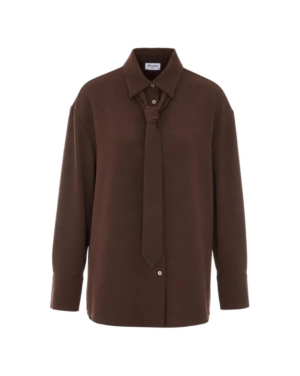 RUE DU BAC Brown Bow-Detail Long-Sleeve Shirt