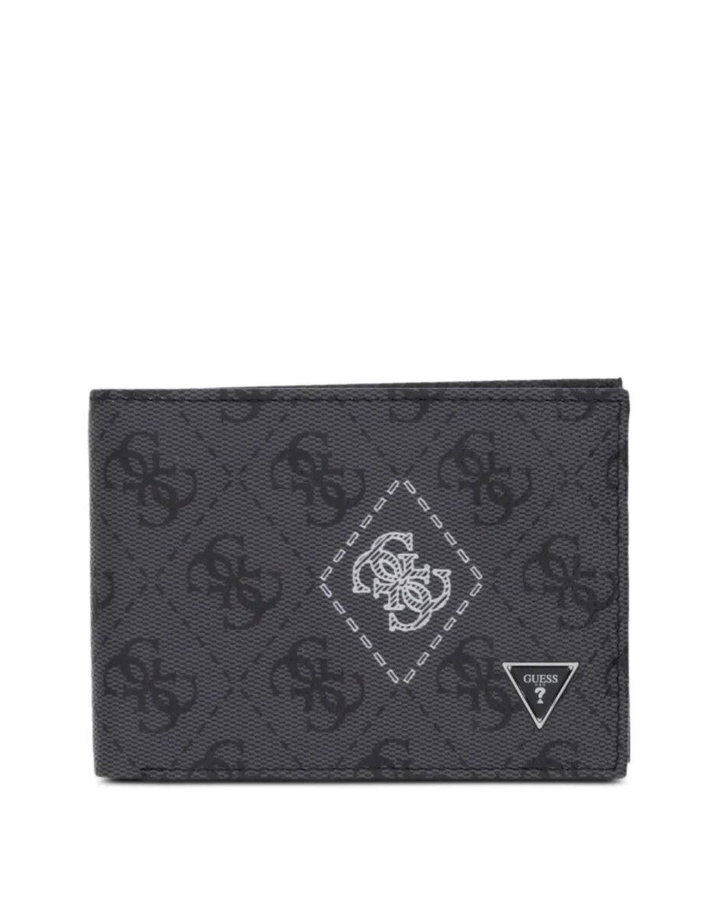 Guess Gray Portefeuille En Cuir À Design Pliant for men