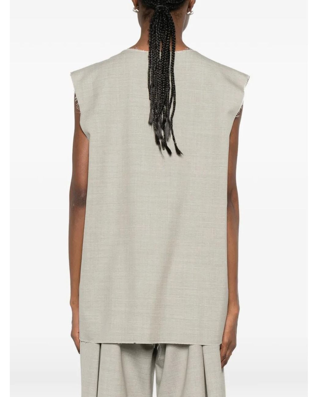 SONIA CARRASCO Gray Raw-Hem Vest