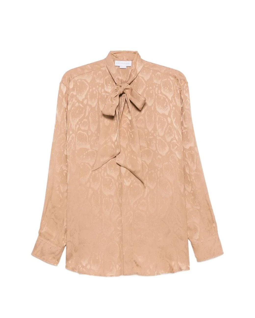 Stella McCartney Natural Pussy-Bow Jacquard Blouse