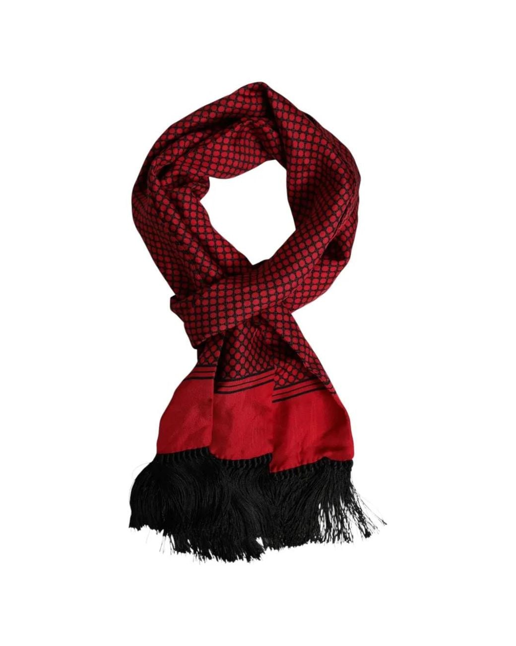 Dolce & Gabbana Red Polka-Dot Silk Scarf for men