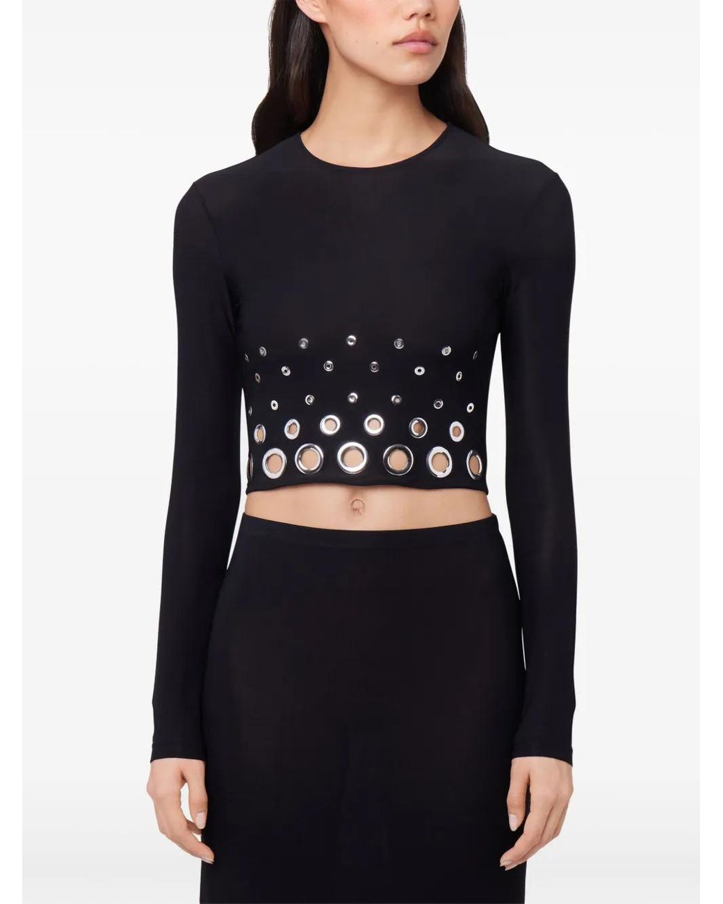 Rabanne Black Eyelet Crop Top