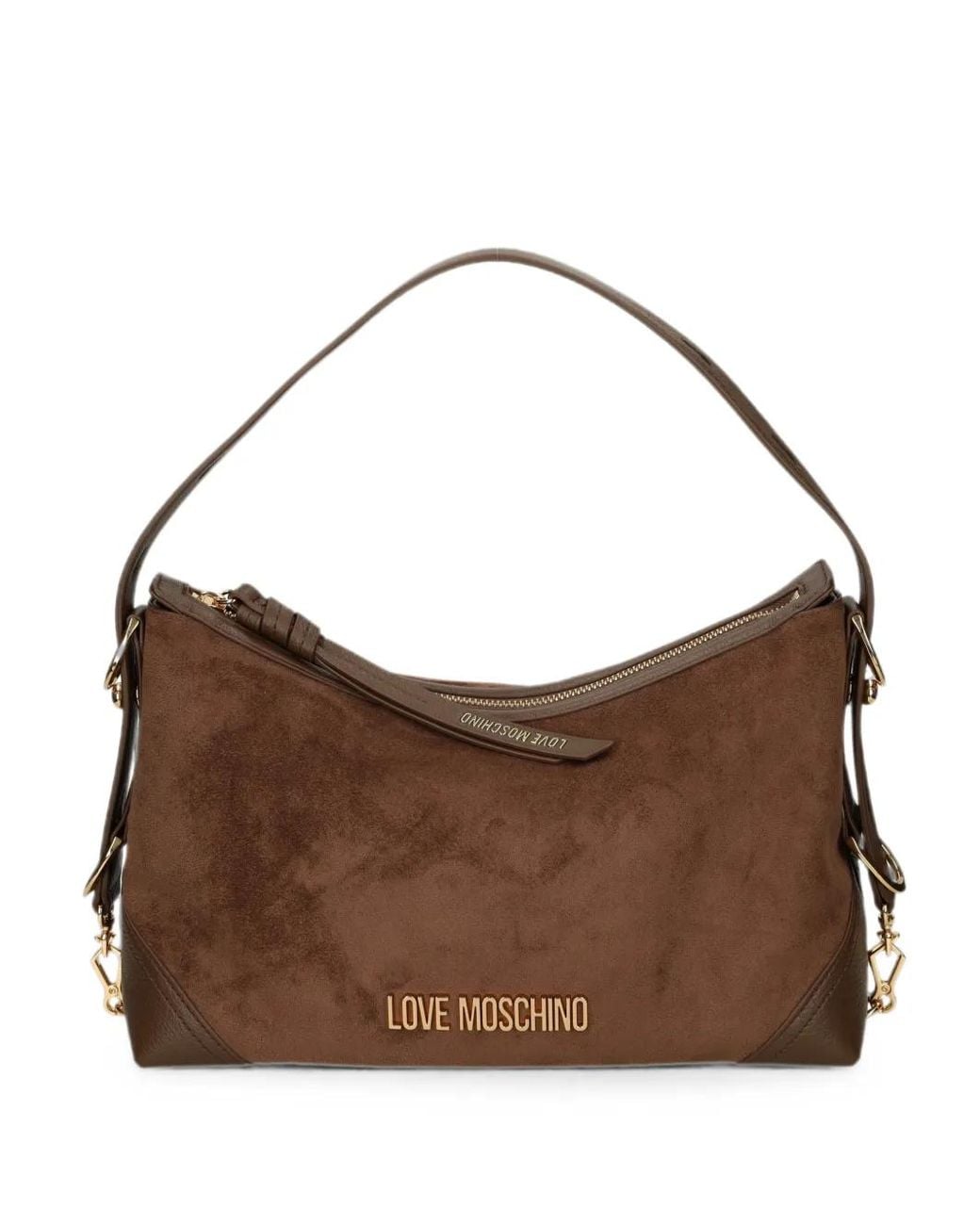 Love Moschino Brown Logo-Plaque Shoulder Bag