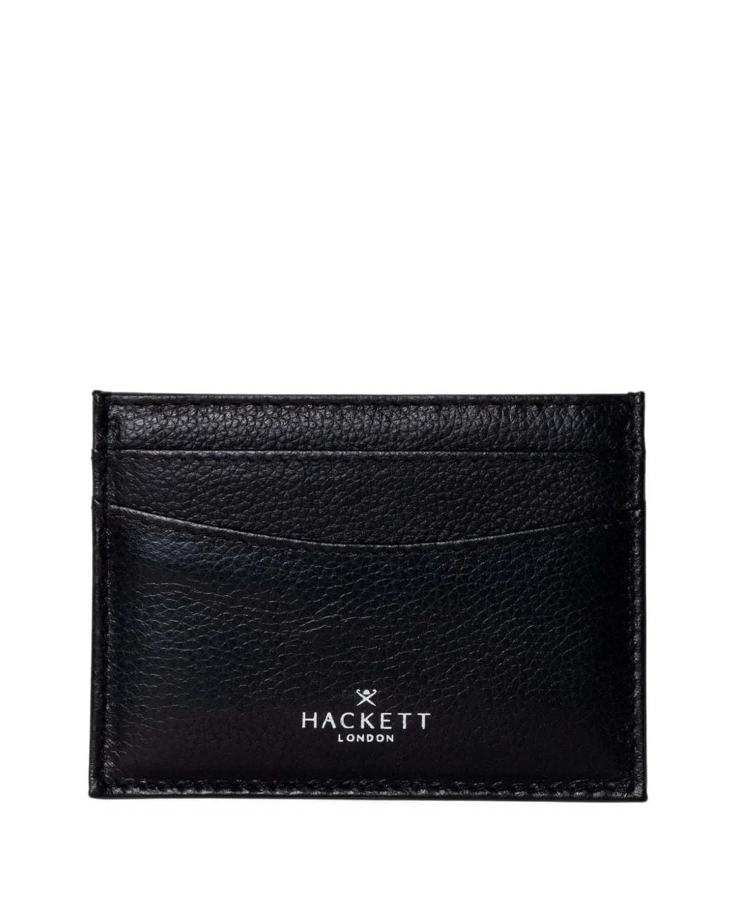 Hackett Black Pebbled Leather Card Holder for men