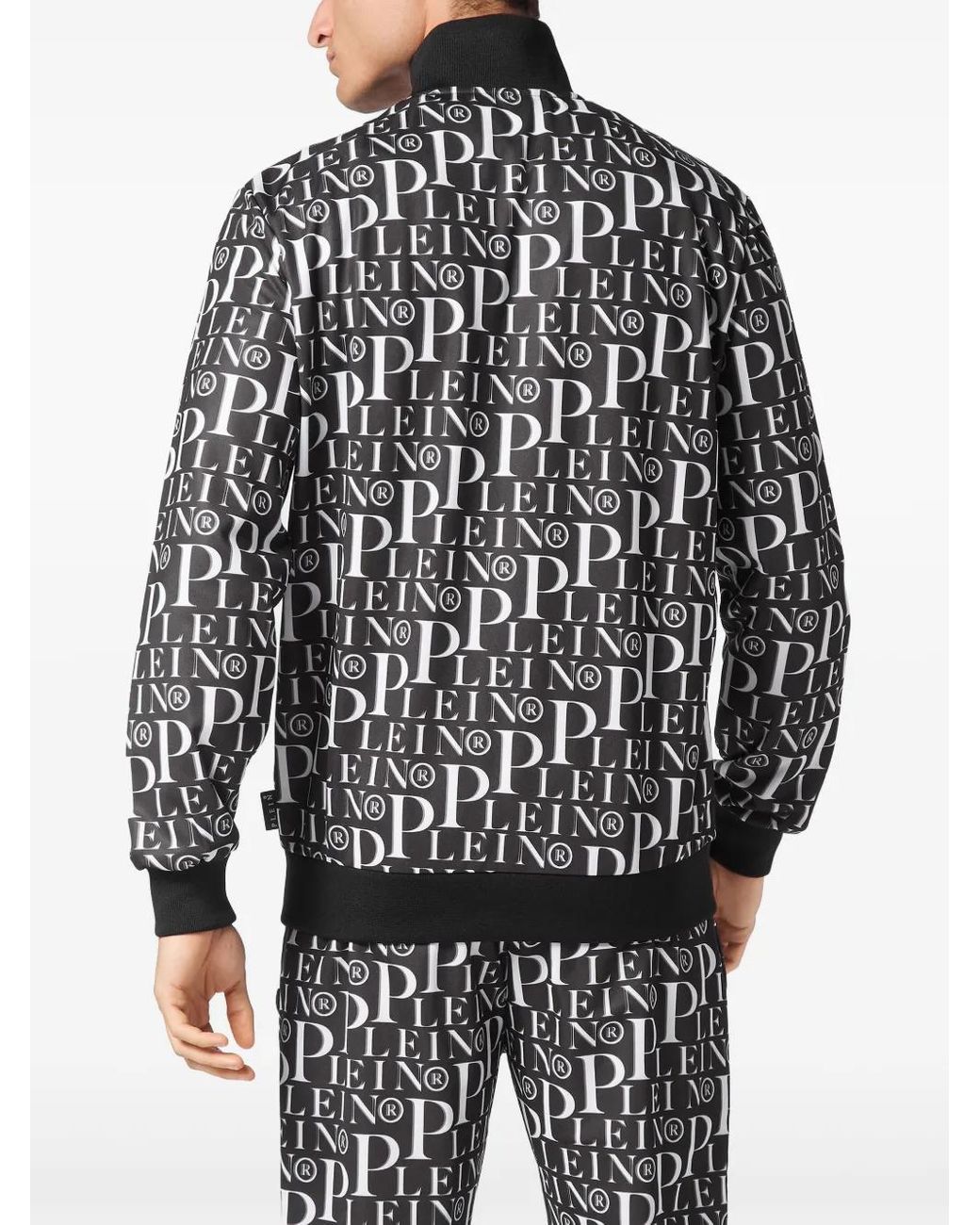 Philipp Plein Black Graphic Print Jogging Jacket for men